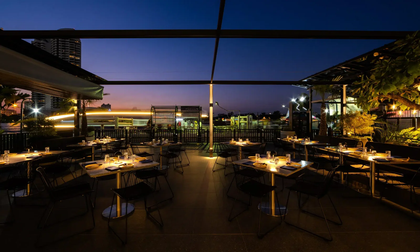 Riverside dining terrace